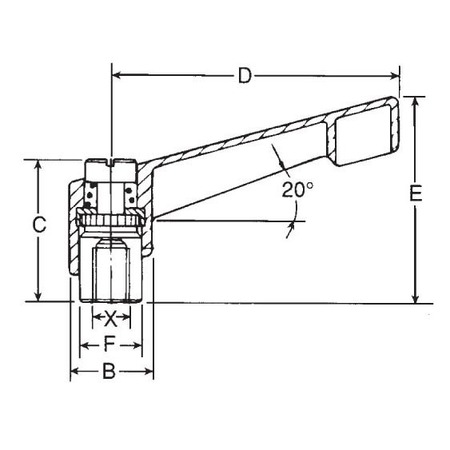 Morton Adjustable Handle, Modern Design, Cast Zinc, 1/2"-13 Internal Thread, 3.62" Handle Length MH-109